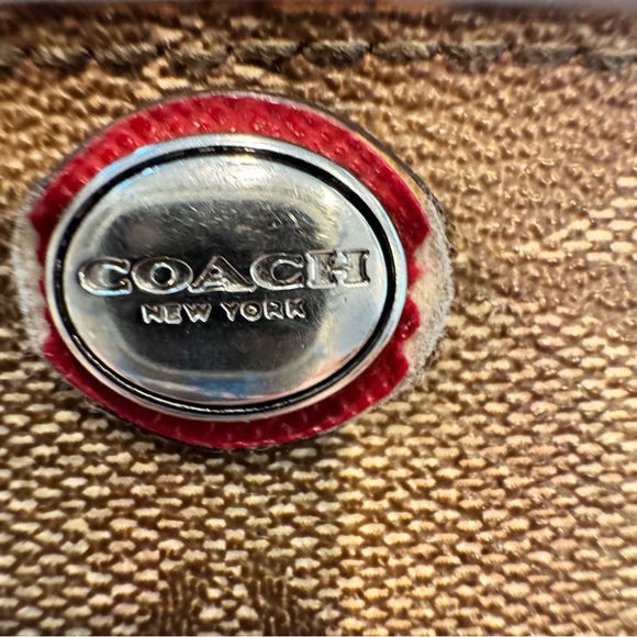 Coach Card Holder Cards Case Signature Canvas Red/Brown 5 slots - Picture 10 of 10